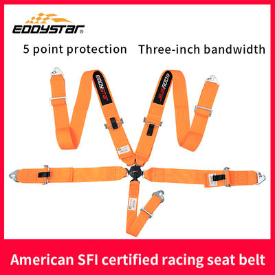kwaliteit  EDDYSTAR Nylon Drift Car Racing Seat Belt Orange Color 5 Point Seat Belt fabriek