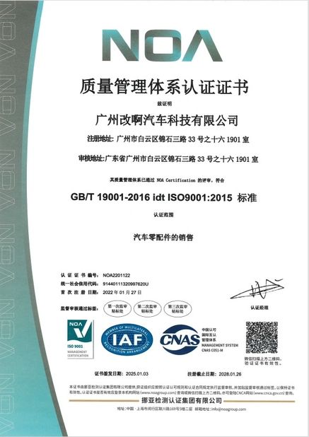 China GUANGZHOU MODIFY-AH AUTOMOBILE TECHNOLOGY CO., LTD certificaten